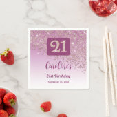 21st Birthday Party Sparkling Rose Gold Glitter Servet (Insitu)
