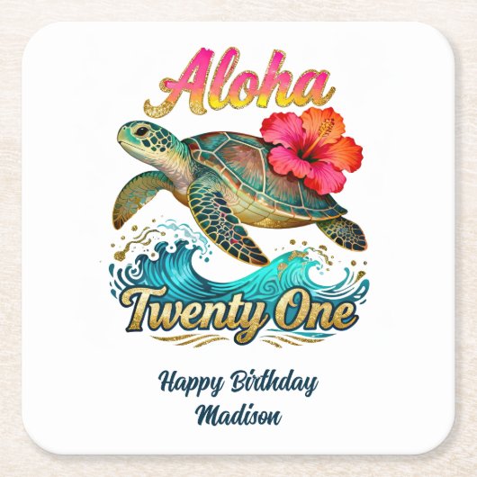  21st Birthday Personalized Tropical Ocean Theme Kartonnen Onderzetters (Voorkant)