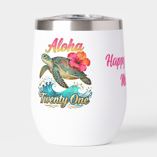  21st Birthday Personalized Tropical Sea Turtle  (Voorkant)