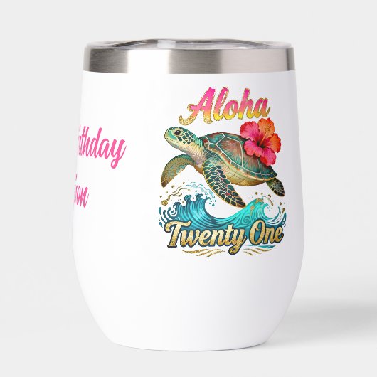  21st Birthday Personalized Tropical Sea Turtle  (Achterkant)