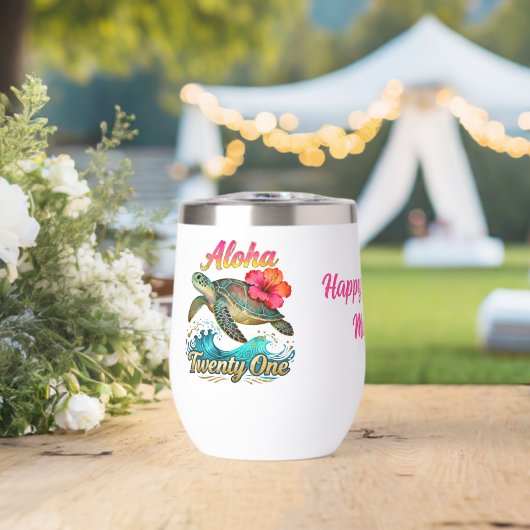  21st Birthday Personalized Tropical Sea Turtle  (Bruiloft (Gedraaid)  )