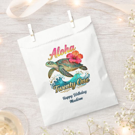  21st Birthday Personalized Tropical Sea Turtle  Bedankzakje (Geknipt)