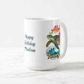  21st Birthday Personalized Tropical Sea Turtle  Koffiemok (Voorkant rechts)