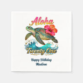  21st Birthday Personalized Tropical Sea Turtle  Servet (Voorkant)