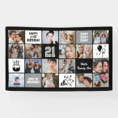 21st Birthday Photo Collage Custom Black White Spandoek (Horizontaal)