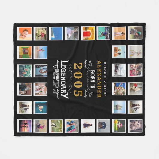 21st Birthday Photo Collage Son Or Husband Fleece Deken (Voorkant (Horizontaal))