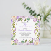 21st Birthday Pretty Purple Floral Invitation Kaart (Staand voorkant)