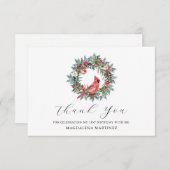 21st Birthday Red Cardinal Wreath Custom Flat Bedankkaart (Voorkant / Achterkant)