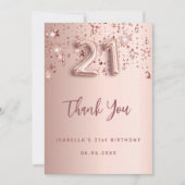 21st Birthday roos Gold Stars Dank u kaart (Voorkant)