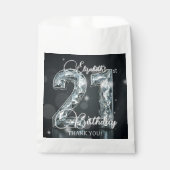 21st Birthday Silver Diamonds Glam Black Thank You Bedankzakje (Voorkant)