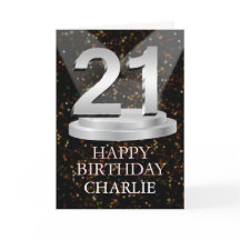 21st Birthday Spotlights Voeg een naam toe Kaart