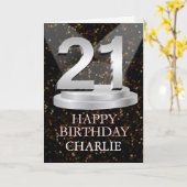 21st Birthday Spotlights Voeg een naam toe Kaart (Gele Bloem)