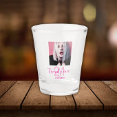 21st Birthday Twenty One Photo Trendy Script Pink Shot Glas