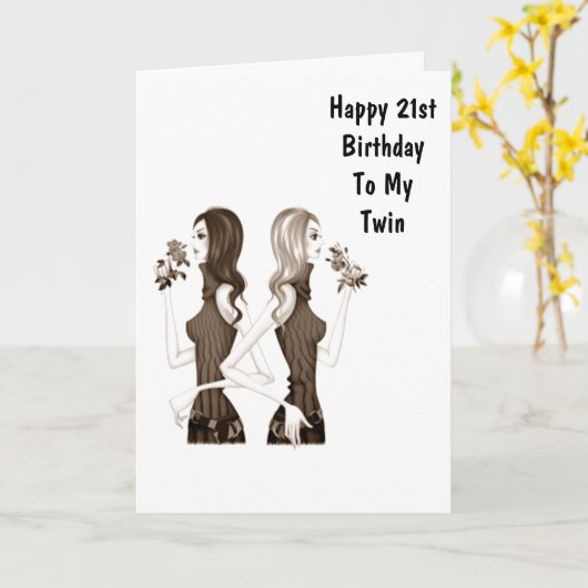 **21st** BIRTHDAY WISHES TO MY **TWIN SISTER** Kaart (Gele Bloem)
