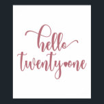 21st Birthday Women Hello 21 Cute 21 Years Old Poster<br><div class="desc">21st Birthday Women Hello 21 Cute 21 Years Old - The perfect and cute 21st birthday gift for women! Makes a great outfit or decoration for a birthday party. Awesome gift for your friend or wife,  sister,  daughter or niece.</div>