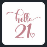 21st Birthday Women Hello 21 Cute 21 Years Old Vierkante Sticker<br><div class="desc">21st Birthday Women Hello 21 Cute 21 Years Old - The perfect and cute 21st birthday gift for women! Makes a great outfit or decoration for a birthday party. Awesome gift for your friend or wife,  sister,  daughter or niece.</div>