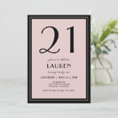 21st Birthday Women's Modern Minimal Black Pink Kaart (Staand voorkant)