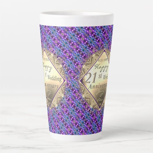 21st Brass Jubileum met Iolite Latte Mok (Voorkant)