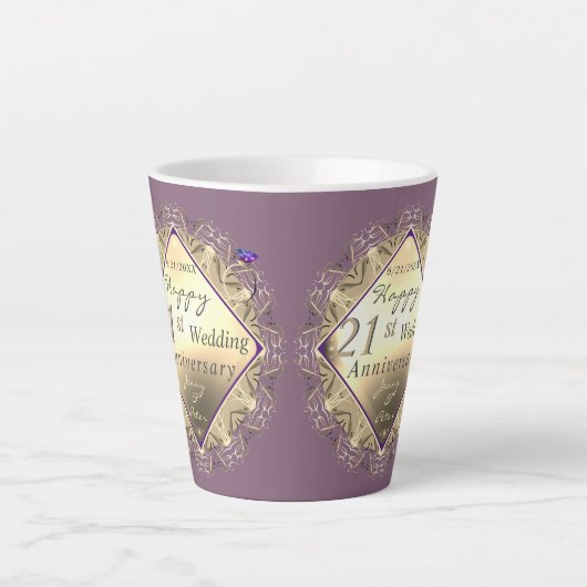 21st Brass Jubileum met Iolite Latte Mok (Voorkant)