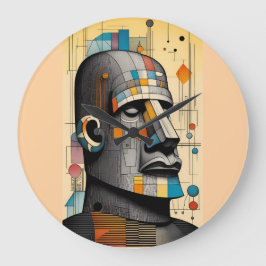 21st Century Moai - Ken Gage Tiki Art Grote Klok