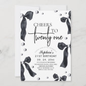 21st Elegant Bow Birthday Party Kaart (Voorkant)