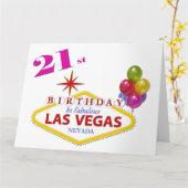 21st Las Vegas Birthday Kaart (Gele Bloem)