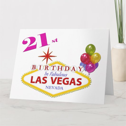 21st Las Vegas Birthday Kaart (Voorkant)