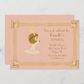 21st, Verjaardag 21st, Gatsby stijl, roze perzik & Kaart (Voorkant / Achterkant)