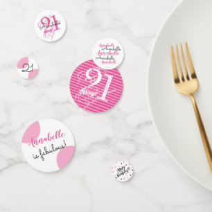 21st Verjaardag Gepersonaliseerd roze thema Confetti