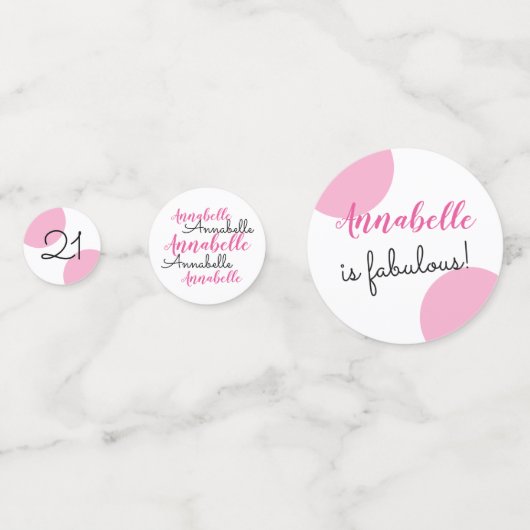 21st Verjaardag Gepersonaliseerd roze thema Confetti (Achterkanten)