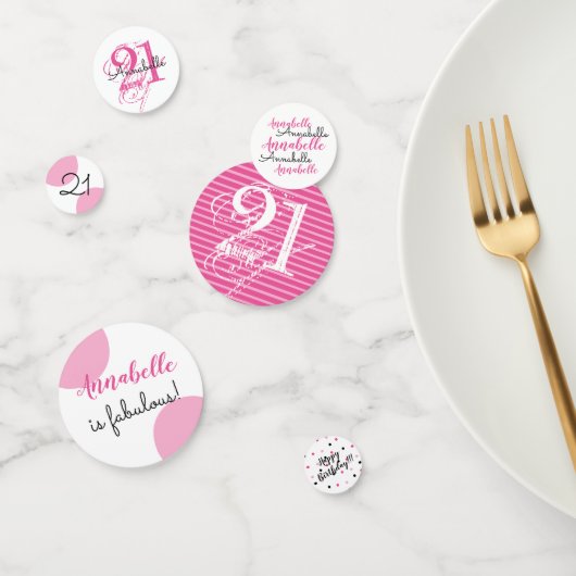 21st Verjaardag Gepersonaliseerd roze thema Confetti (Groep)