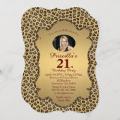 21st, Verjaardagsfeest Vrouw 21st, Cheetah, foto Kaart (Voorkant / Achterkant)