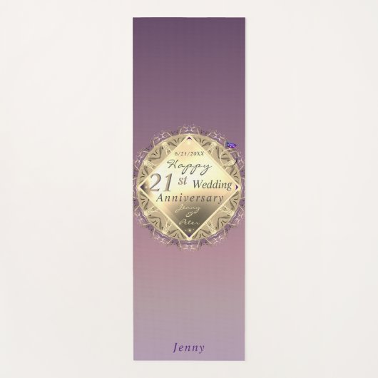 21st Wedding Anniversary Brass Yoga Mat (Voorkant)