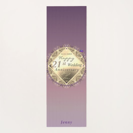 21st Wedding Anniversary Brass Yoga Mat (Achterkant)