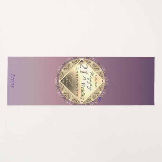 21st Wedding Anniversary Brass Yoga Mat (Voorkant (horizontaal))