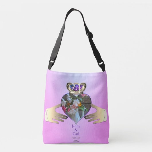 21st Wedding Jubileum Claddaugh Foto Crossbody Tas (Achterkant)