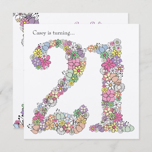 21ste 21 meisjes Aannodiging voor Aangepaste Aanwe Kaart (Voorkant / Achterkant)