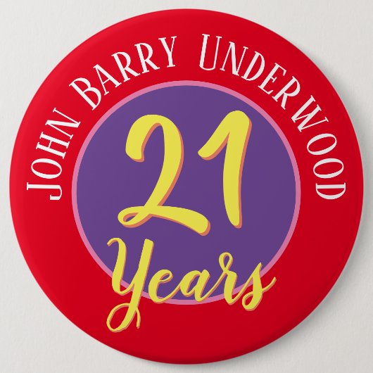 21ste Birthday Badge aan Personalize. Ronde Button 6,0 Cm (Voorkant)