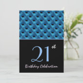 21ste Birthday Blue Peacock Feathers Sjabloon Kaart (Staand voorkant)