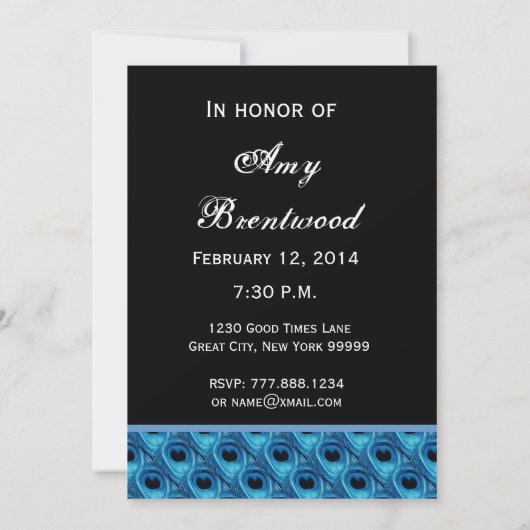 21ste Birthday Blue Peacock Feathers W1159 Kaart (Achterkant)