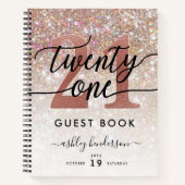 21ste Birthday Champagne Glitter Guest Book Notitieboek (Voorkant)
