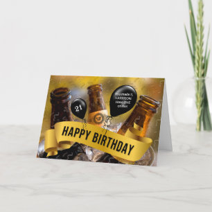 21ste Birthday Funny Bucket of Beer met naam Kaart