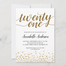21ste 'Birthday' modern Gold Confetti Stippen scri Kaart