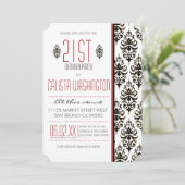 21ste Birthday Party - Burnt Damask Kaart (Staand voorkant)