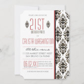 21ste Birthday Party - Burnt Damask Kaart (Voorkant)