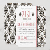 21ste Birthday Party - Burnt Damask Kaart (Voorkant / Achterkant)