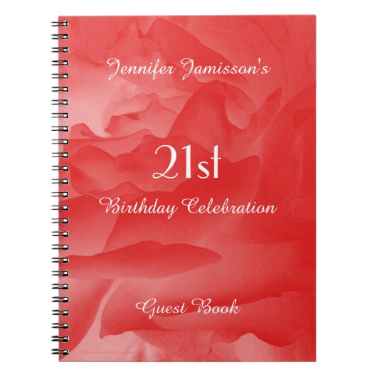 21ste Birthday Party Guest Book, Coral Roos Notitieboek (Voorkant)