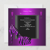 21ste Birthday Party Shoe Paars Black Zebra Kaart (Achterkant)