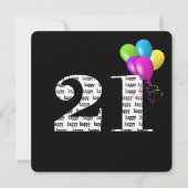 21ste Birthday Party with ballonbos Kaart (Voorkant)
