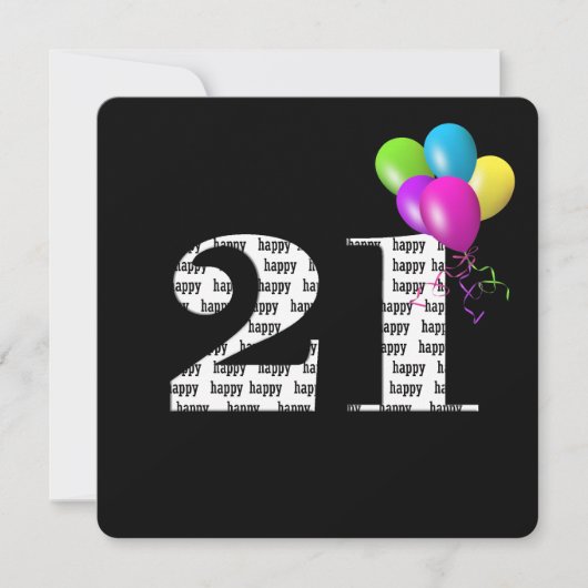 21ste Birthday Party with ballonbos Kaart (Voorkant)